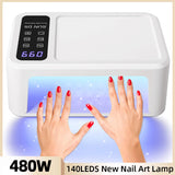 LED Nail Dryer Lamp for Quick Gel Curing & Painless Drying – 480W, Smart Infrared Sensor, 140 LED Beads