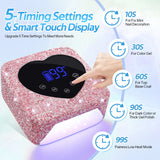 Professional Cordless UV/LED Nail Lamp - 72W Rechargeable Gel Polish Dryer with 5 Timer Settings