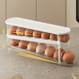2-Tier Automatic Egg Dispenser for Refrigerator – Rolling Fridge Egg Organizer with Ladder Design