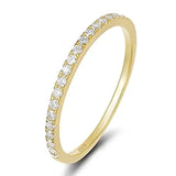 Trumium 2mm 925 Sterling Silver Rings For Women Zircon Inlaid Half Eternity Stacktable Ring Fine Jewelry for Wedding Anniversary