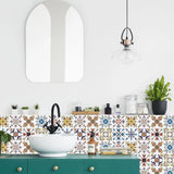Juego de 24 pegatinas de azulejos de colores claros para pared, papel tapiz para renovación del hogar, cocina, baño, impermeables, autoadhesivas