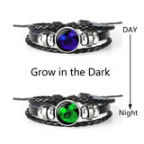 Luminous Zodiac Charm Leather Bracelet