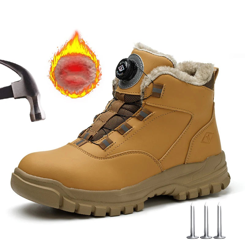 Men’s Ankle Work Boots – Lightweight Microfiber Safety Boots with Plush Lining