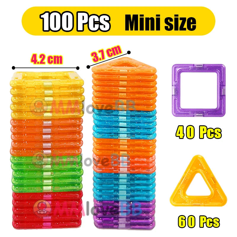 Magnetic Building Blocks Set - STEM Educational Toys for Kids with Big & Mini Pieces