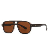 SHAUNA Gafas de sol cuadradas con doble puente retro para mujer, con tonos degradados, UV400, marca de moda, diseñador, remaches, gafas de sol para hombre