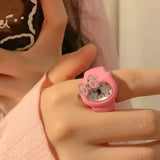 Hello Kitty Watch Ring - Cute Rhinestone Clock Jewelry for Girls