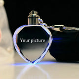 Colorful LED Crystal Keychain with Laser-Engraved Love Design