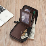 Men’s PU Leather Zipper Wallet – Short Business Style with Card, Coin & Note Compartments