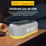 Bluetooth Speaker with Wireless Charger, LED Alarm Clock & Fast Charging Dock Station