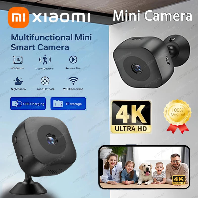 4K Mini Security Camera with Motion Detection & Night Vision for Indoor and Outdoor Use