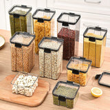 Tarro grande de plástico para almacenar granos de cocina: organizador de alimentos y recipiente para condimentos a prueba de humedad