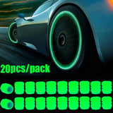 Glow-in-the-Dark Tire Valve Caps – Fluorescent Stem Covers for Cars, Bikes & Motorcycles