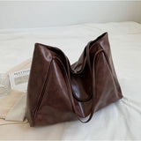 Vintage Red Tote Bag – Large Capacity PU Leather Shoulder Bag for Women