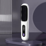 LCD Display Cordless Hair Straightener - USB-C Rechargeable Ionic Styling Comb with 3 Heat Settings