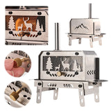 Portable Stainless Steel Wood Burning Stove with Chimney - Compact Camping Heater & Aromatherapy Burner