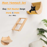 Wall-Mounted Cat Shelf with Hammock – Wooden Climbing Perch and Scratching Post for Indoor Cats