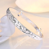 925 Sterling Silver Open Cuff Bracelet for Women - Trendy Adjustable Bangle Jewelry