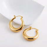 Gold-Plated Stainless Steel Geometric Hoop Earrings – Waterproof & Tarnish-Resistant