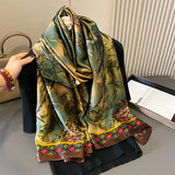 Bufanda tipo hijab de seda satinada con diseño para mujer, bufanda de verano a la moda con protección solar para la playa, pañuelo para la cabeza para mujer, nuevo
