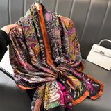 Bufanda tipo hijab de seda satinada con diseño para mujer, bufanda de verano a la moda con protección solar para la playa, pañuelo para la cabeza para mujer, nuevo