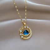 Romantic Blue Planet Pendant Necklace for Women