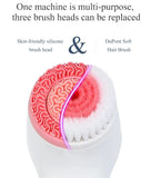 Electric Facial Cleansing Brush with Sonic Vibration & 3 Interchangeable Heads