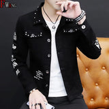 Men’s Casual Letter Print Denim Jacket – Lightweight Spring & Autumn Outerwear