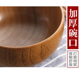 Cuenco japonés de madera maciza | Vajilla retro de madera de azufaifo para sopas y ensaladas