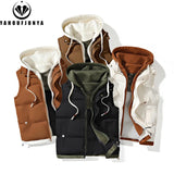 Men’s Hooded Fleece Vest with Zipper – Casual Winter Sleeveless Jacket with Pockets