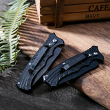 Cuchillo fileteador plegable de acero inoxidable: cortador de carne portátil para pesca y acampada