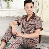 Luxury Men's Paisley Pajama Set - Soft Imitation Silk Full Sleeve Sleepwear with Elastic Waist