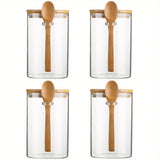 Frascos de vidrio herméticos de 18 oz con tapas y cucharas: recipientes transparentes para almacenar especias y dulces