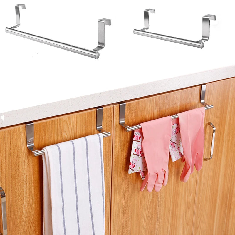 Toallero de acero inoxidable para colgar sobre la puerta: toallero para cocina y baño sin perforaciones