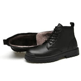 Men’s Genuine Leather Motorcycle Boots – Winter Warm Ankle Boots for Outdoor & Casual Wear (Sizes 38-48)