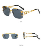 Gafas de sol cuadradas de lujo sin montura: moda de diseño vintage para hombres y mujeres