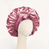 Gorro de dormir de satén de seda ajustable con banda para atar: protección para el cabello para mujeres y hombres