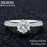 Moissanite Engagement Ring – 925 Sterling Silver Romantic Round Cut with Side Zircon Accents