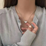 Trendy Silver Heart Pendant Necklace – Minimalist Jewelry for Women