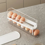 2-Tier Automatic Egg Dispenser for Refrigerator – Rolling Fridge Egg Organizer with Ladder Design