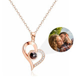 Custom Photo Projection Necklace - Personalized Heart Pendant with Picture Inside