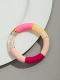 Pulsera de cuentas acrílicas bohemias para mujer: dije geométrico, moderna y liviana