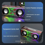 Transparent Bluetooth 5.0 Mecha Speaker – Wireless Dual Bass TWS Subwoofer with RGB Lights