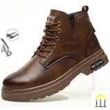 Men’s PU Leather Work Boots with Zipper – Durable Ankle Safety Boots for Spring & Autumn