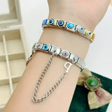 Pulsera unisex de acero inoxidable con dijes de animales: pulsera clásica y moderna con cierre de anilla de resorte