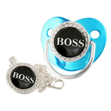 Chupete para bebé con clip de cadena, chupete de silicona brillante de lujo sin BPA para recién nacidos