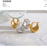 Pendientes de aro de acero inoxidable de moda: elegantes joyas bañadas en oro para mujer
