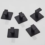 Ganchos de pared negros: perchero de aleación de aluminio autoadhesivo, toallero y soporte para batas para baño y hogar