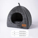 Cozy Triangle Cat House - Warm Enclosed Pet Bed with Thickened Velvet