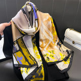 Bufanda tipo hijab de seda satinada con diseño para mujer, bufanda de verano a la moda con protección solar para la playa, pañuelo para la cabeza para mujer, nuevo