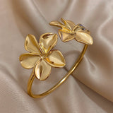Trendy Gold Flower Cuff Bracelet for Women